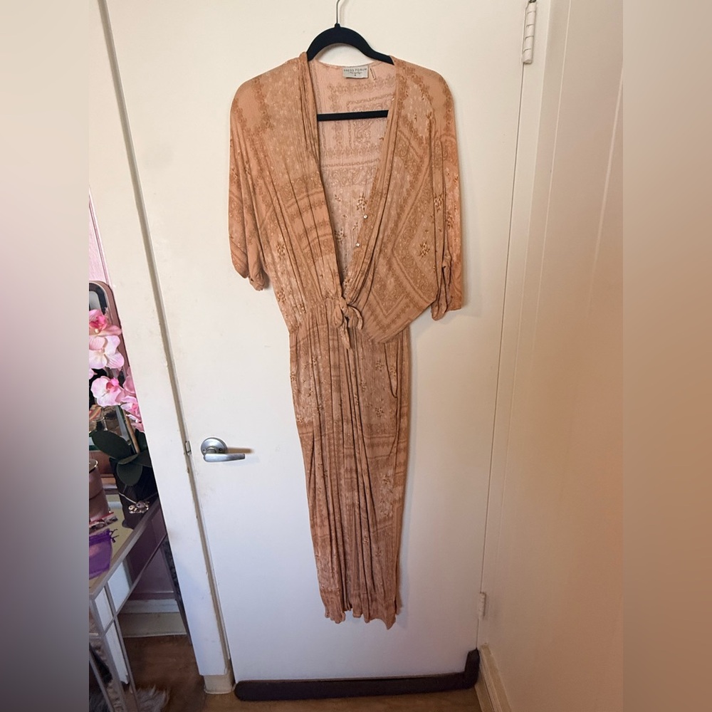 Dress Forum Peach-Tone Paisley Romper with pockets